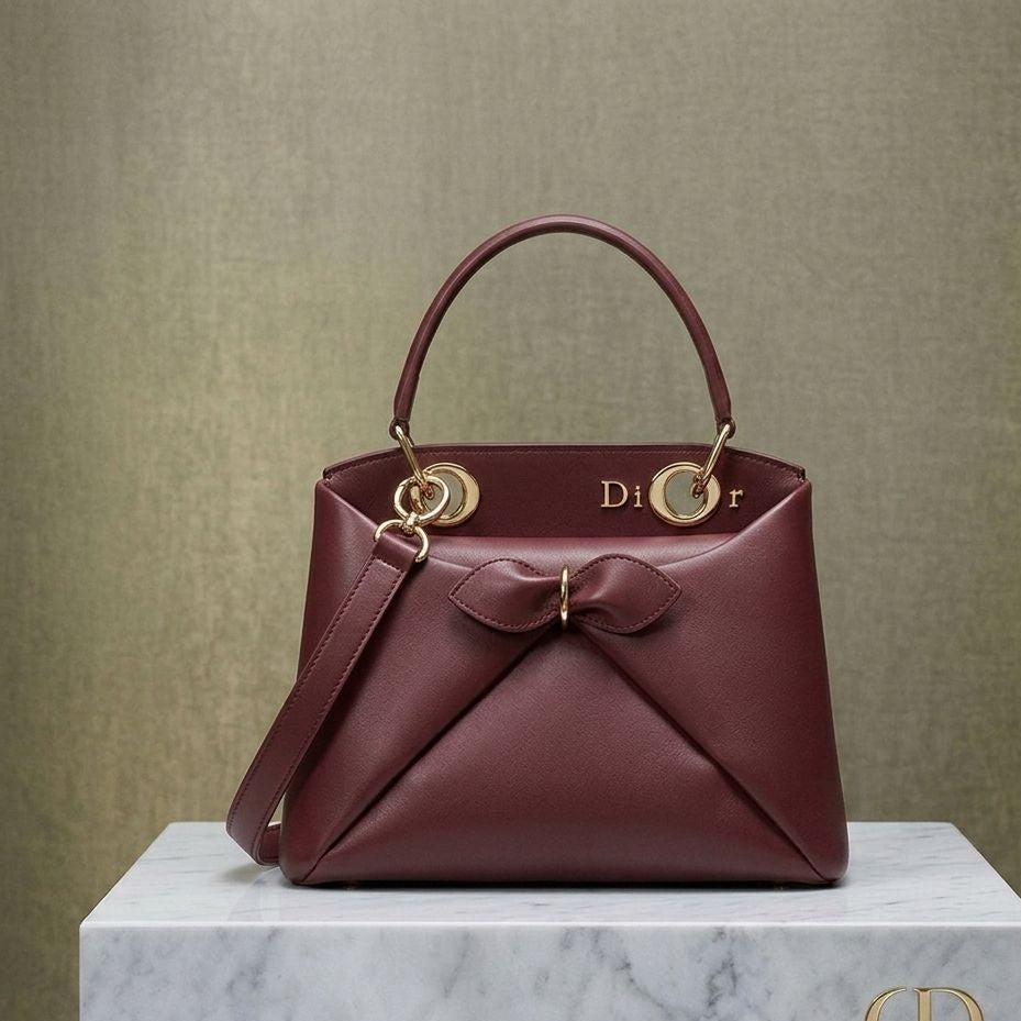 Dior Miss Dior Leather Top Handle Bag with Bow Detail
