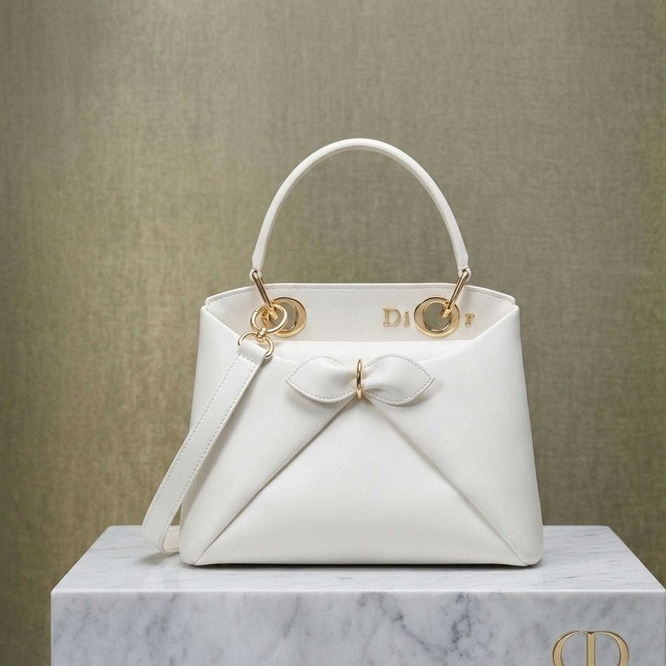 Dior Miss Dior Leather Top Handle Bag with Bow Detail