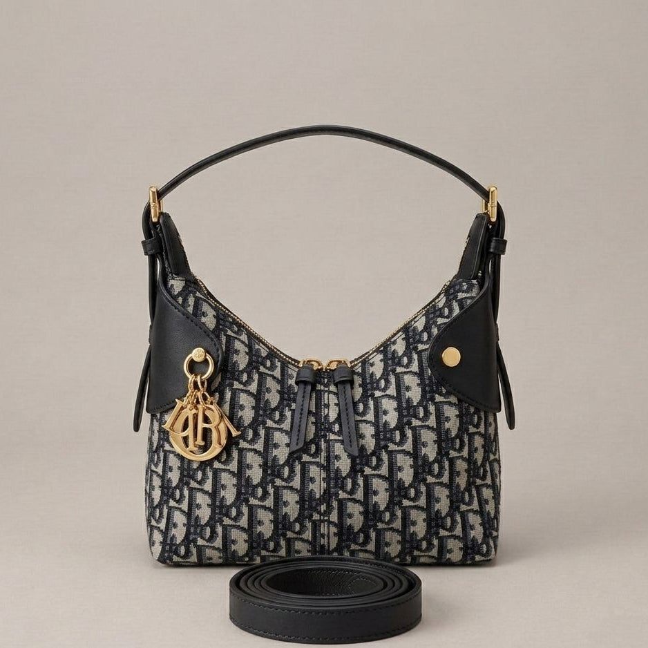 Christian Dior Medium Quilted Leather Hobo Shoulder Bag