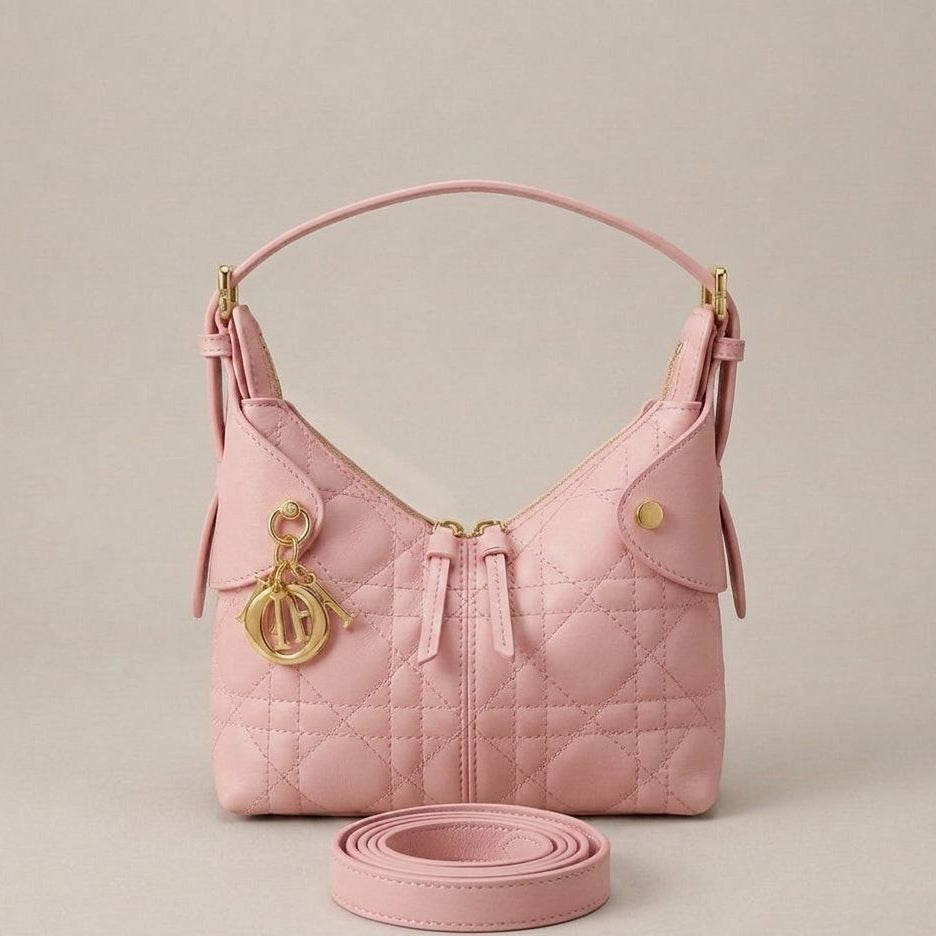 Christian Dior Medium Quilted Leather Hobo Shoulder Bag