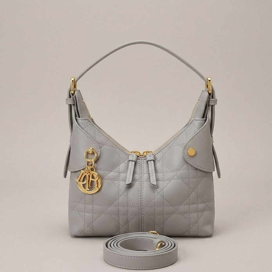 Christian Dior Medium Quilted Leather Hobo Shoulder Bag
