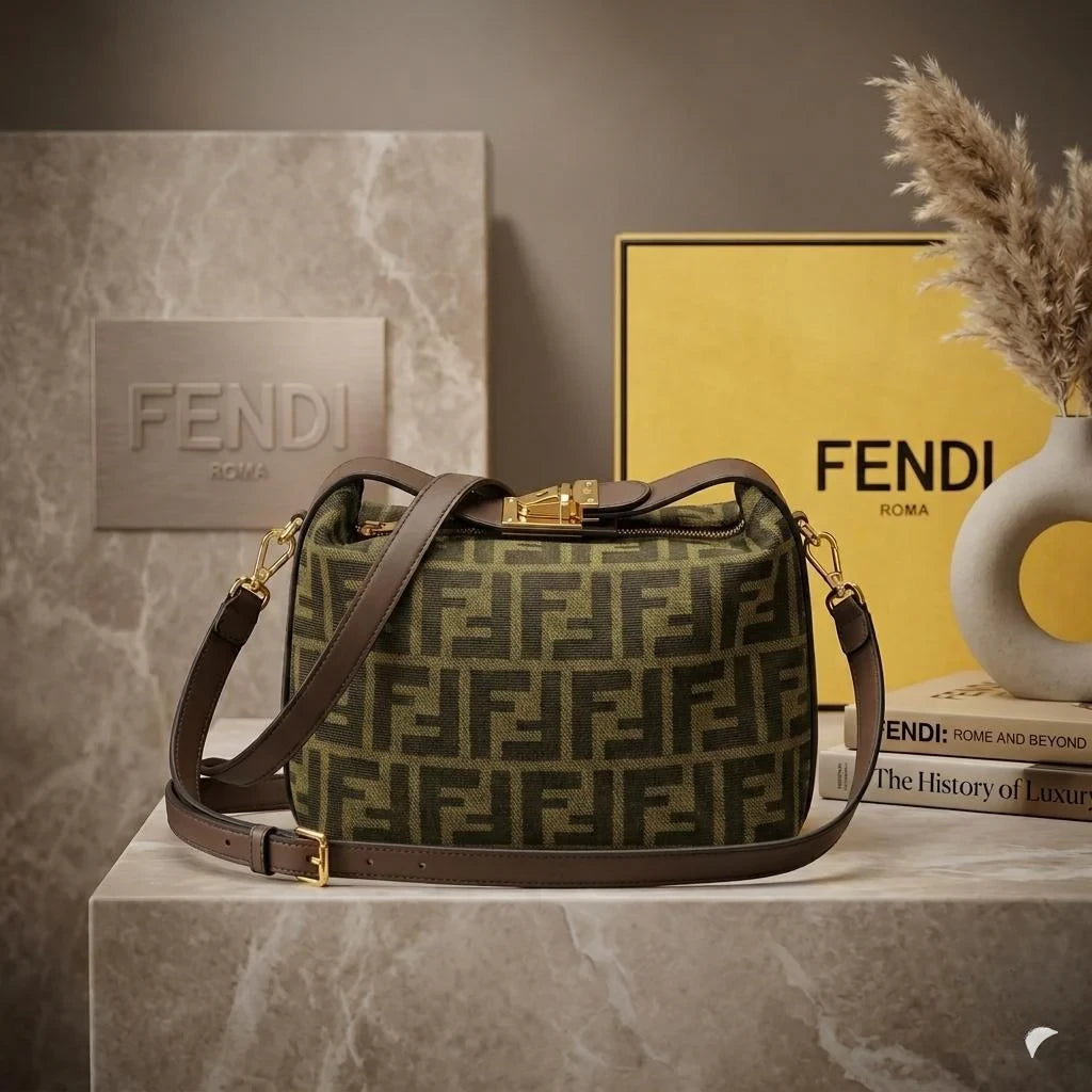 Fendi Zucca Vanity Top Handle Crossbody Bag - FF Jacquard Canvas