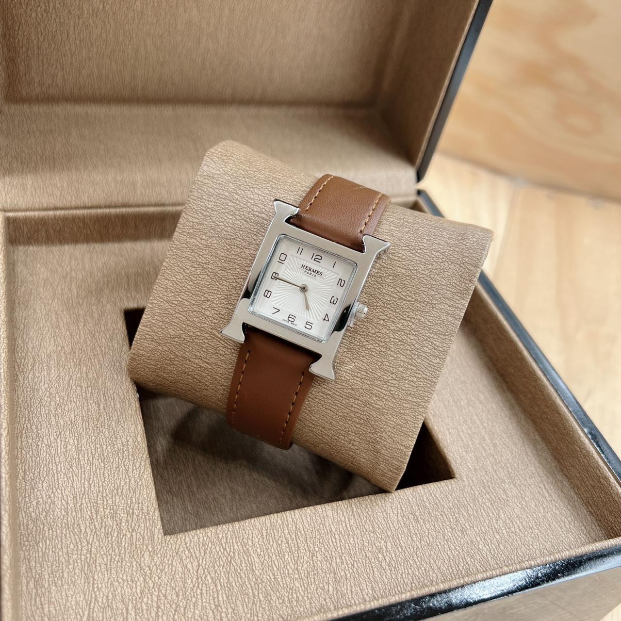 Hermès Heure H Orange Leather Band Swiss Made Watch